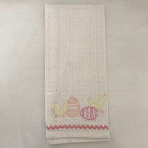 Easter kitchen dish towel with eggs and chicks